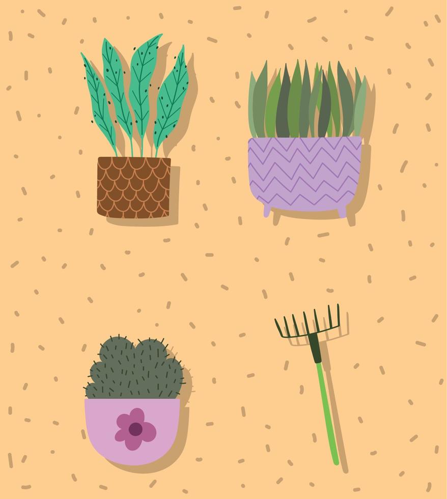 gardening houseplants and pitchfork vector
