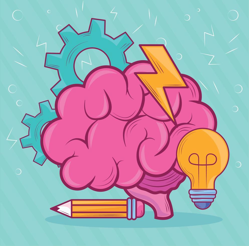 brain and light bulb vector