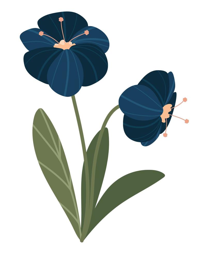 flores azules naturales vector