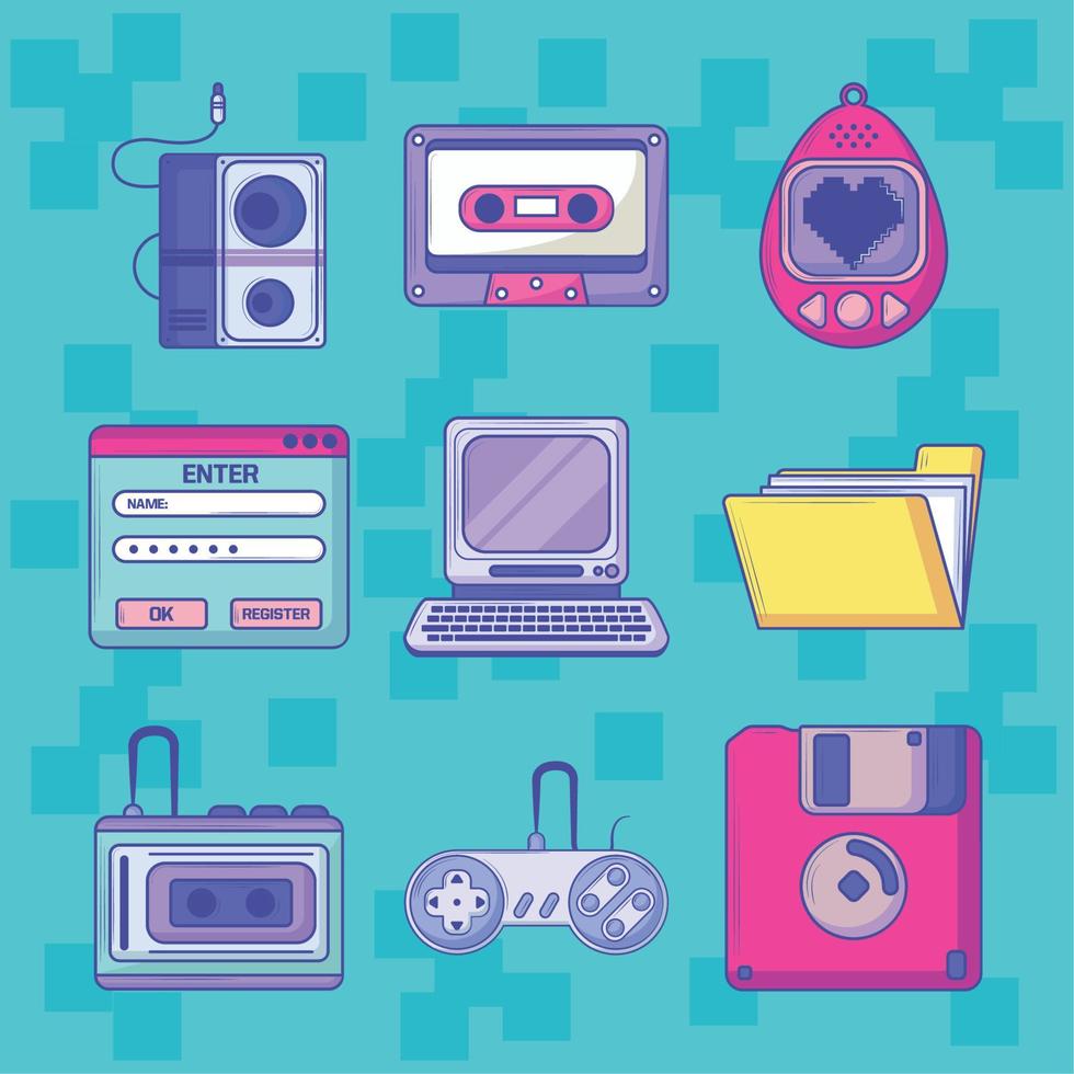 retro tech gadgets vector