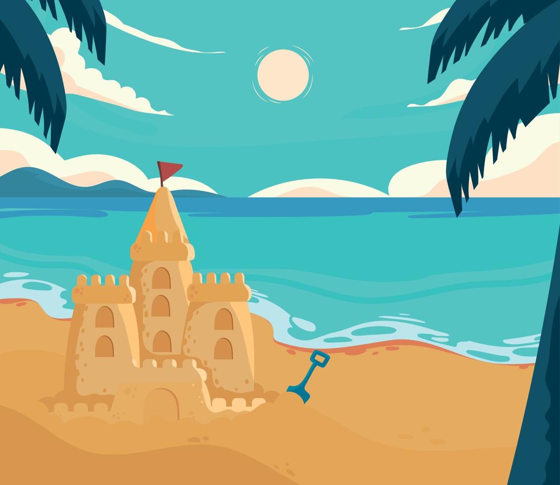 beach sandcastle summer vector