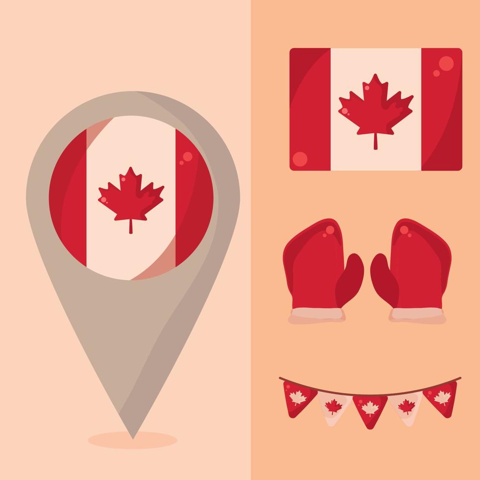 canada day icon collection vector