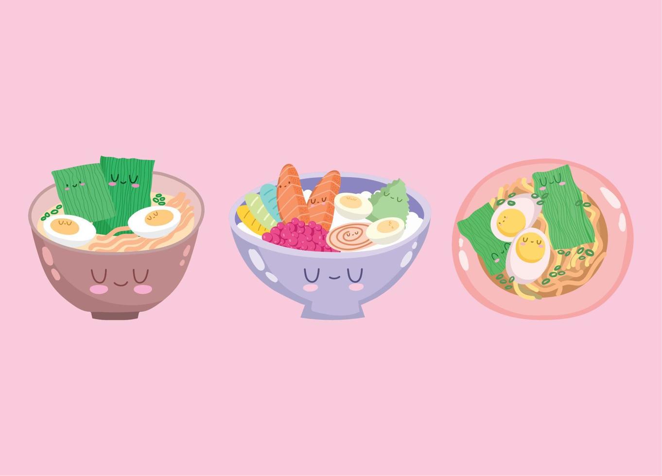 sushi kawaii menu vector