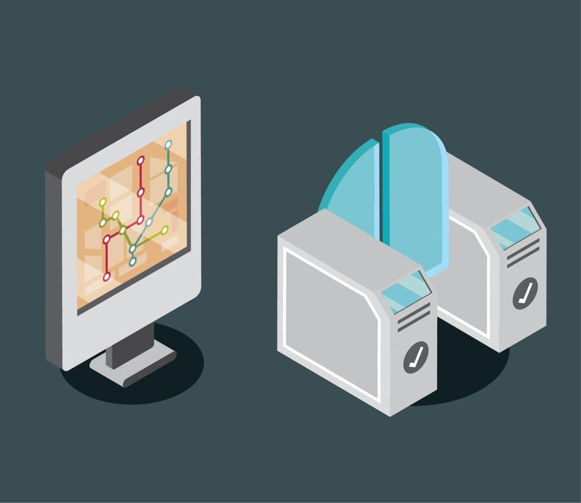 subway security turnstile icons vector