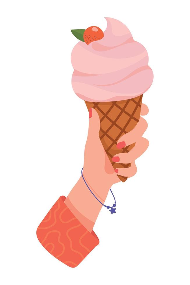 ice cream in hand vector