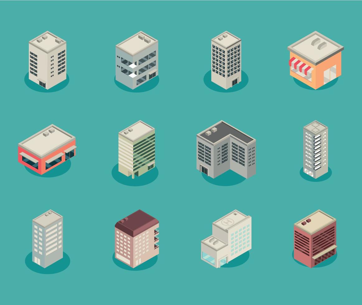 isometric the city infrastructure vector