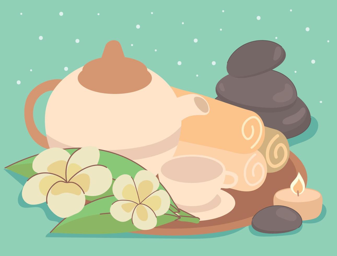 teapot and spa stones vector