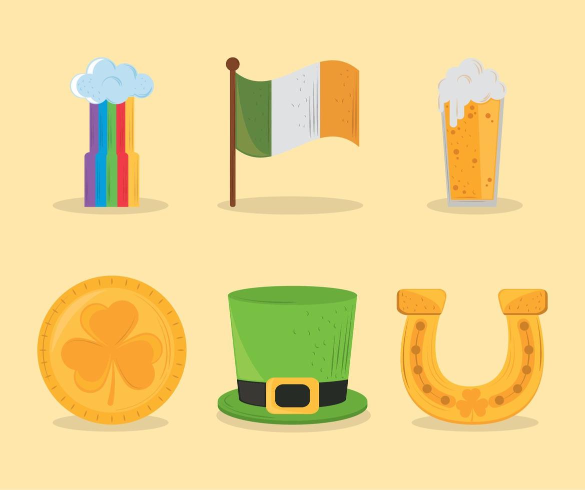 st patricks day icons vector