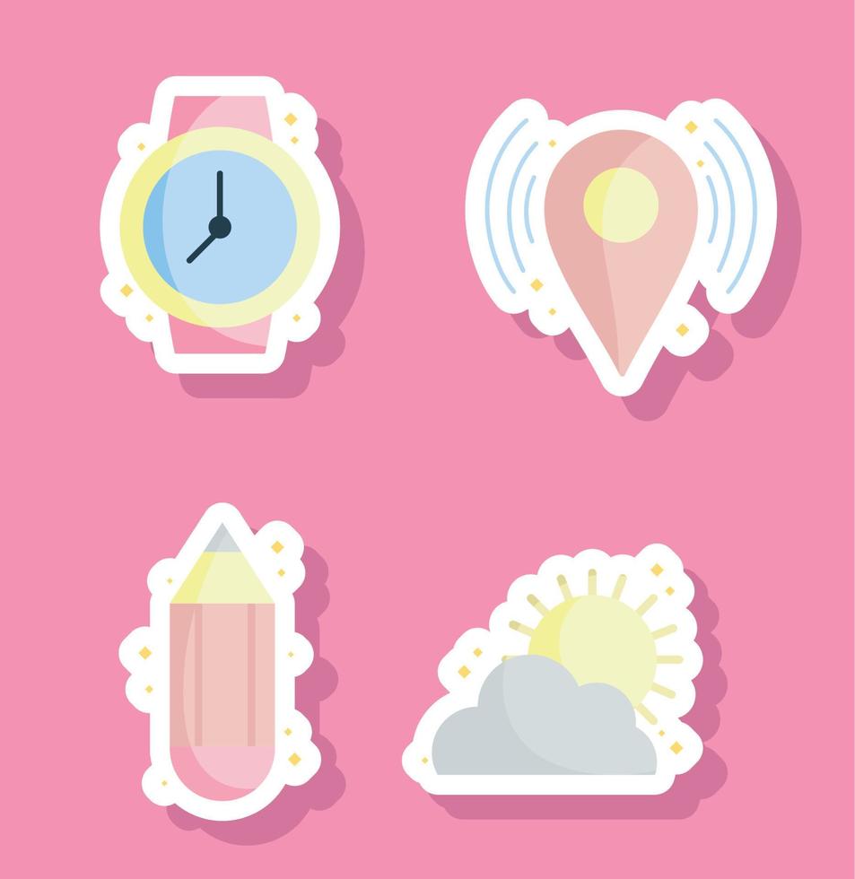 iconos de pegatinas de diseño vector