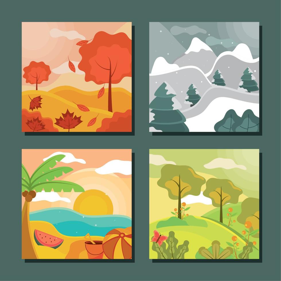 establecer paisajes de temporada vector