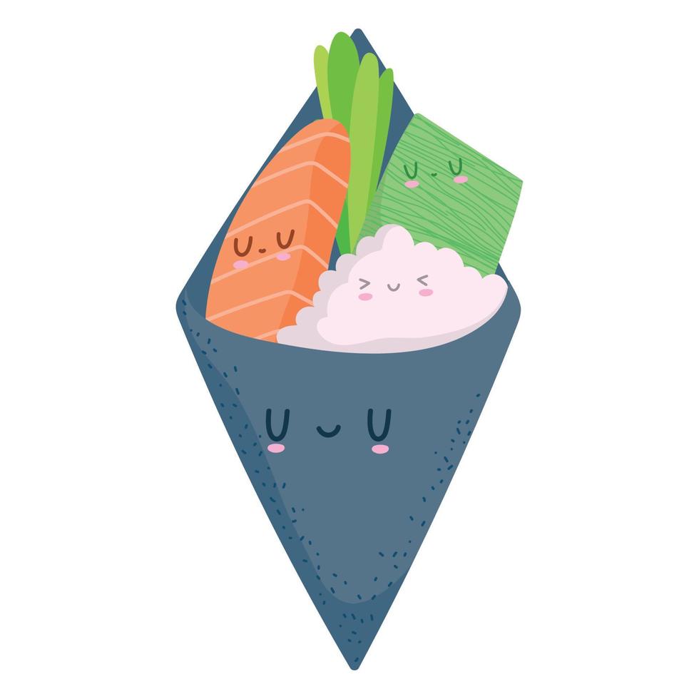 sushi kawaii in seaweed vector