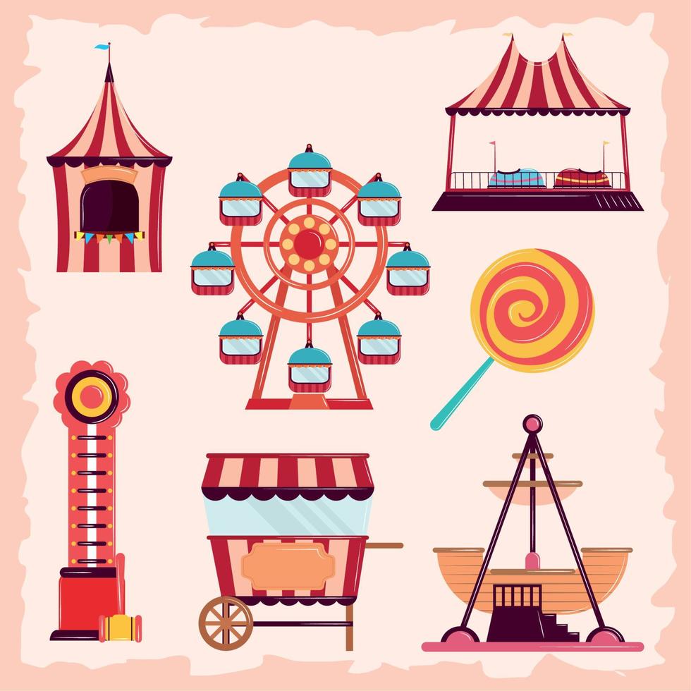 iconos de recreación de carnaval vector