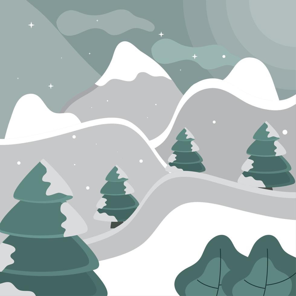 paisaje nevado de invierno vector