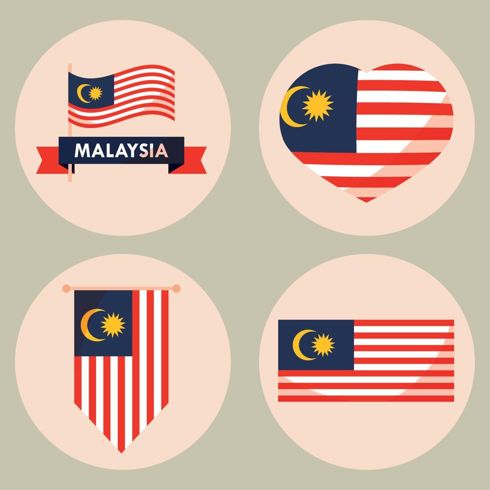 malaysia flags independence day vector