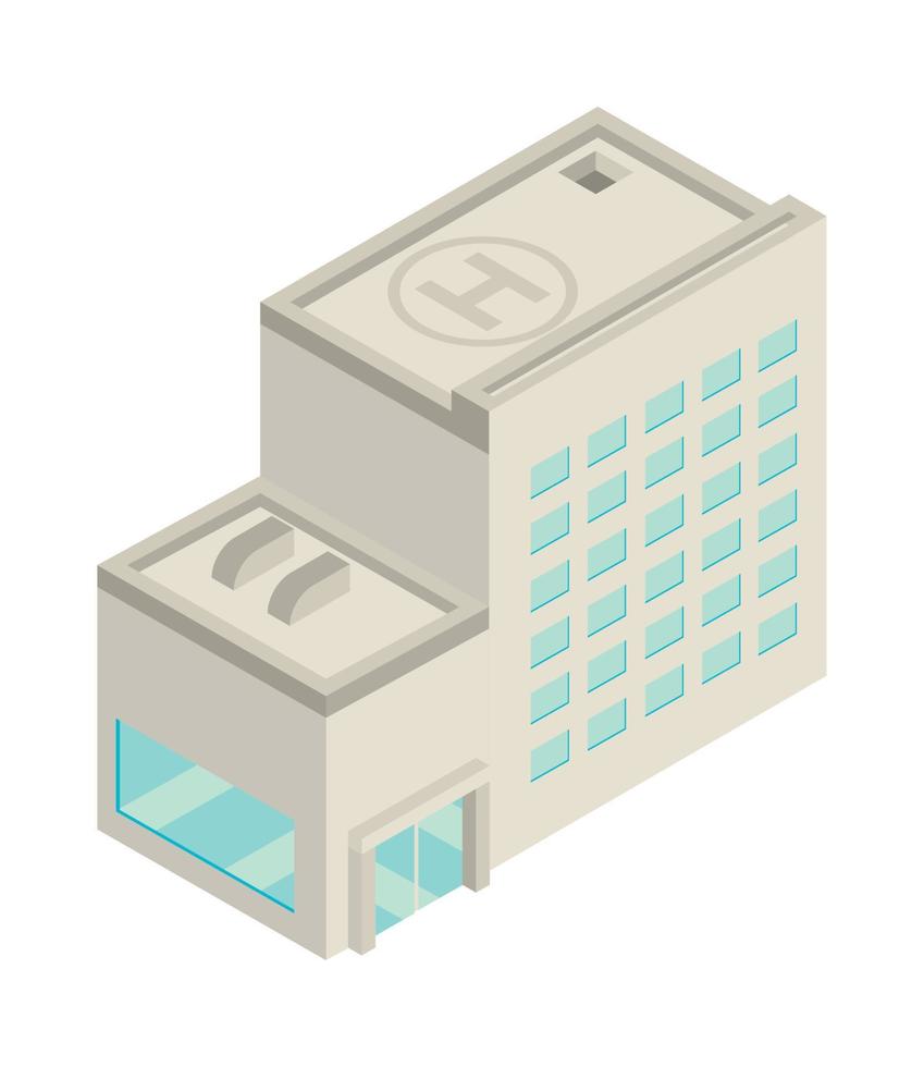 isometric hospital building vector