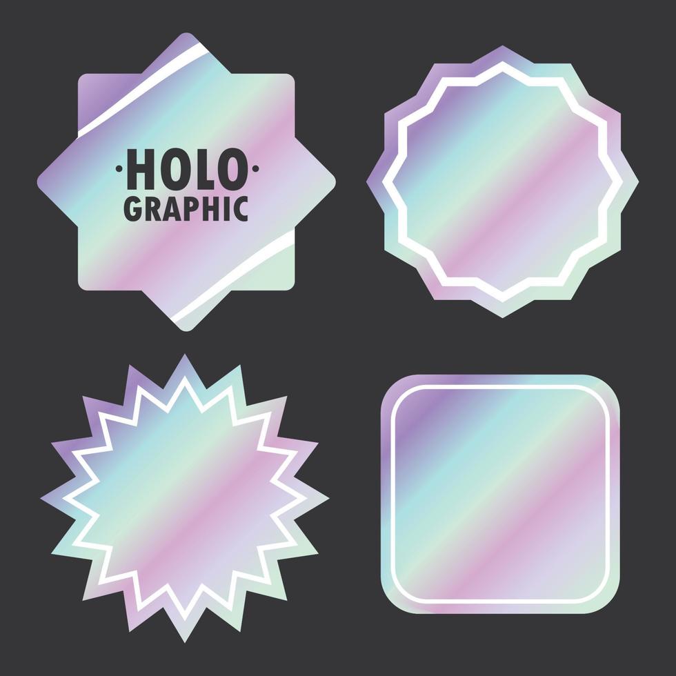 hologram stickers icons vector