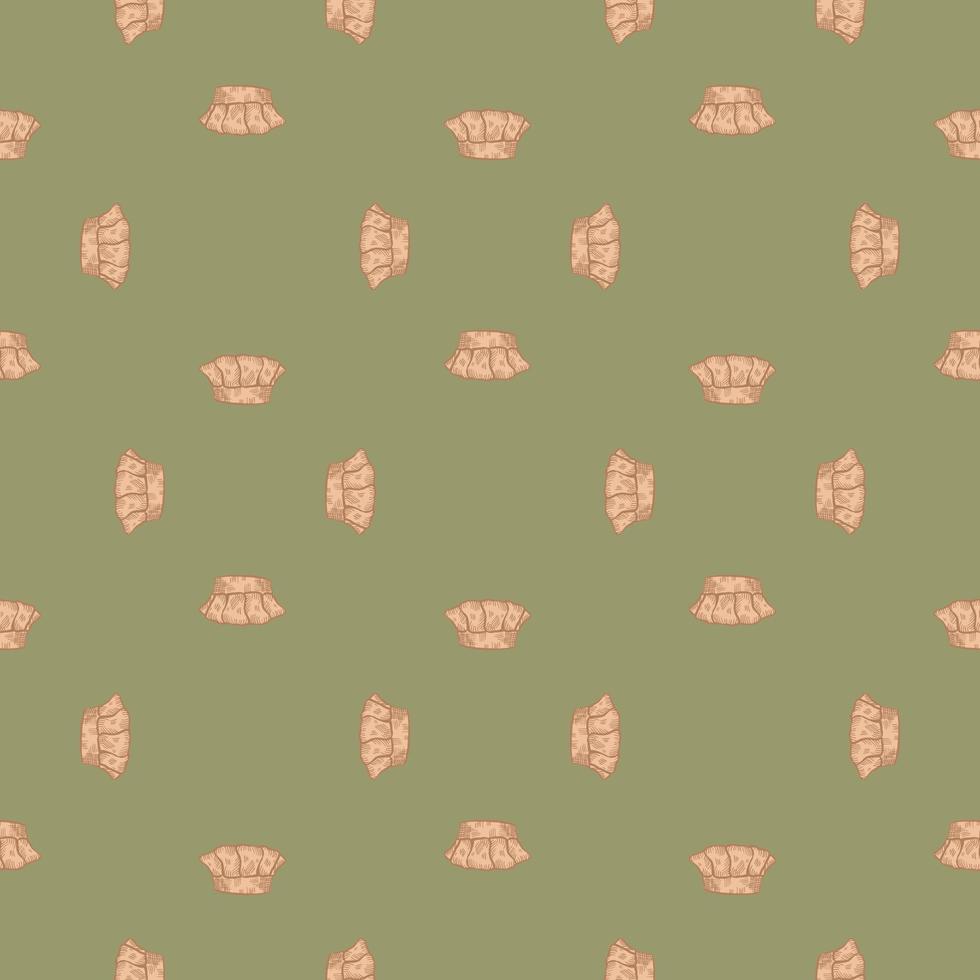 High chef hat engraved seamless pattern. Kitchen traditional element in hand drawn style. vector