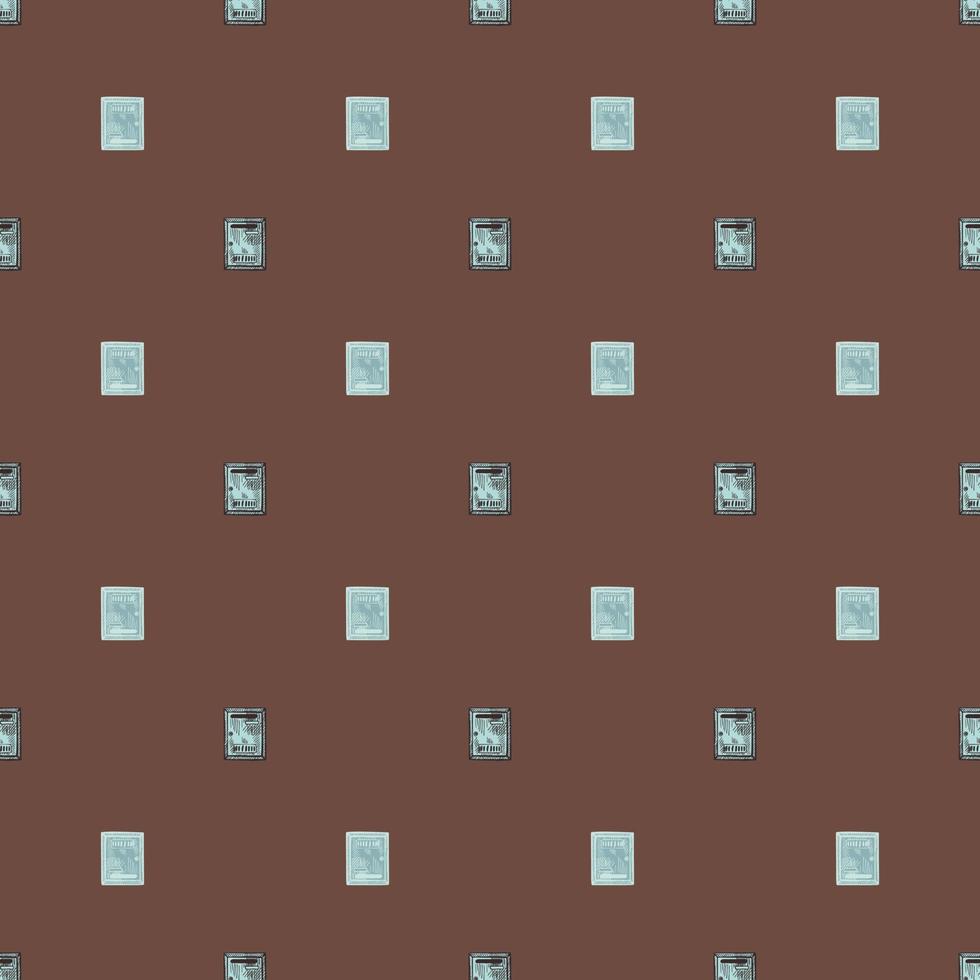 Mailbox engraved seamless pattern. Vintage letterbox in hand drawn style. vector