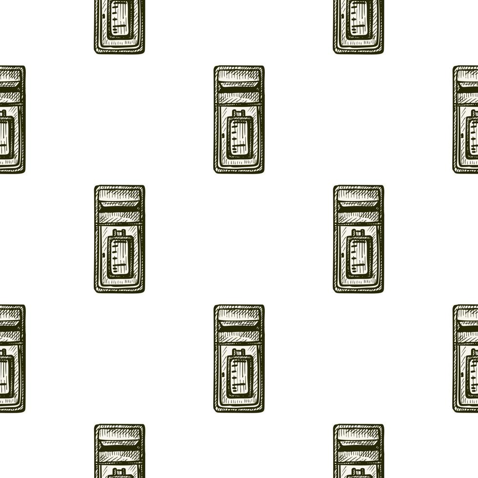 Mailbox engraved seamless pattern. Vintage letterbox in hand drawn style. vector