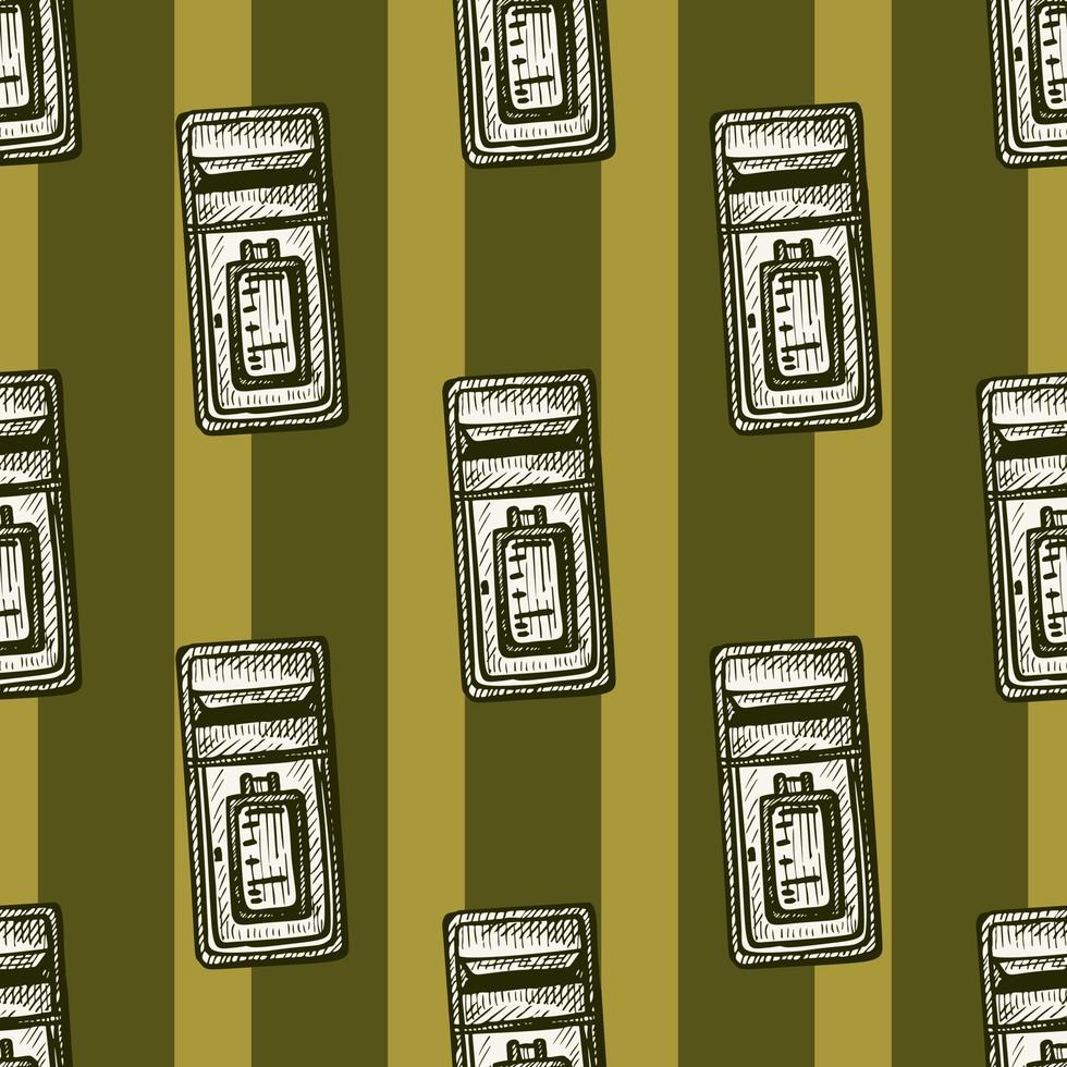 Mailbox engraved seamless pattern. Vintage letterbox in hand drawn style. vector