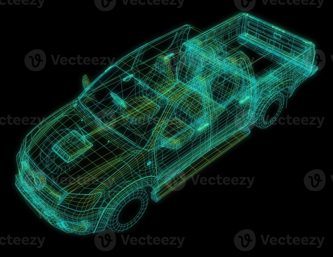 car with wireframe intersection with digital user interface environment photo