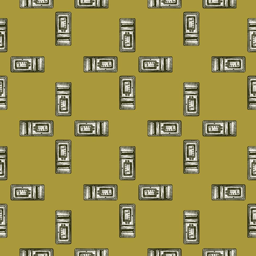 Mailbox engraved seamless pattern. Vintage letterbox in hand drawn style. vector
