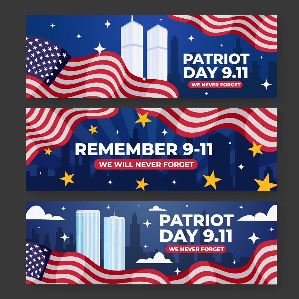 9 11 American Building Banner vector