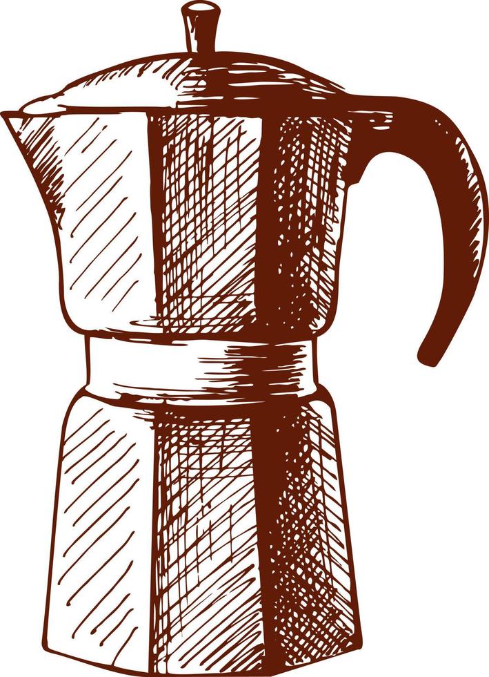 Coffee. Geyser coffee. Vector illustration with sketch geyser coffee maker