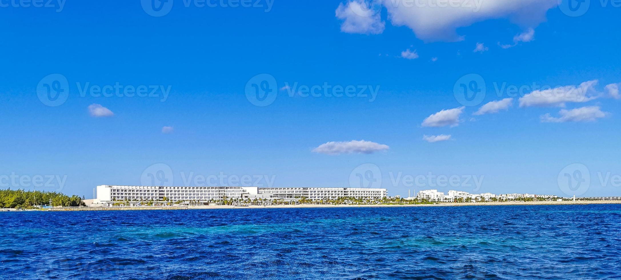 Playa Azul beach palm seascape panorama in Cancun Mexico. photo