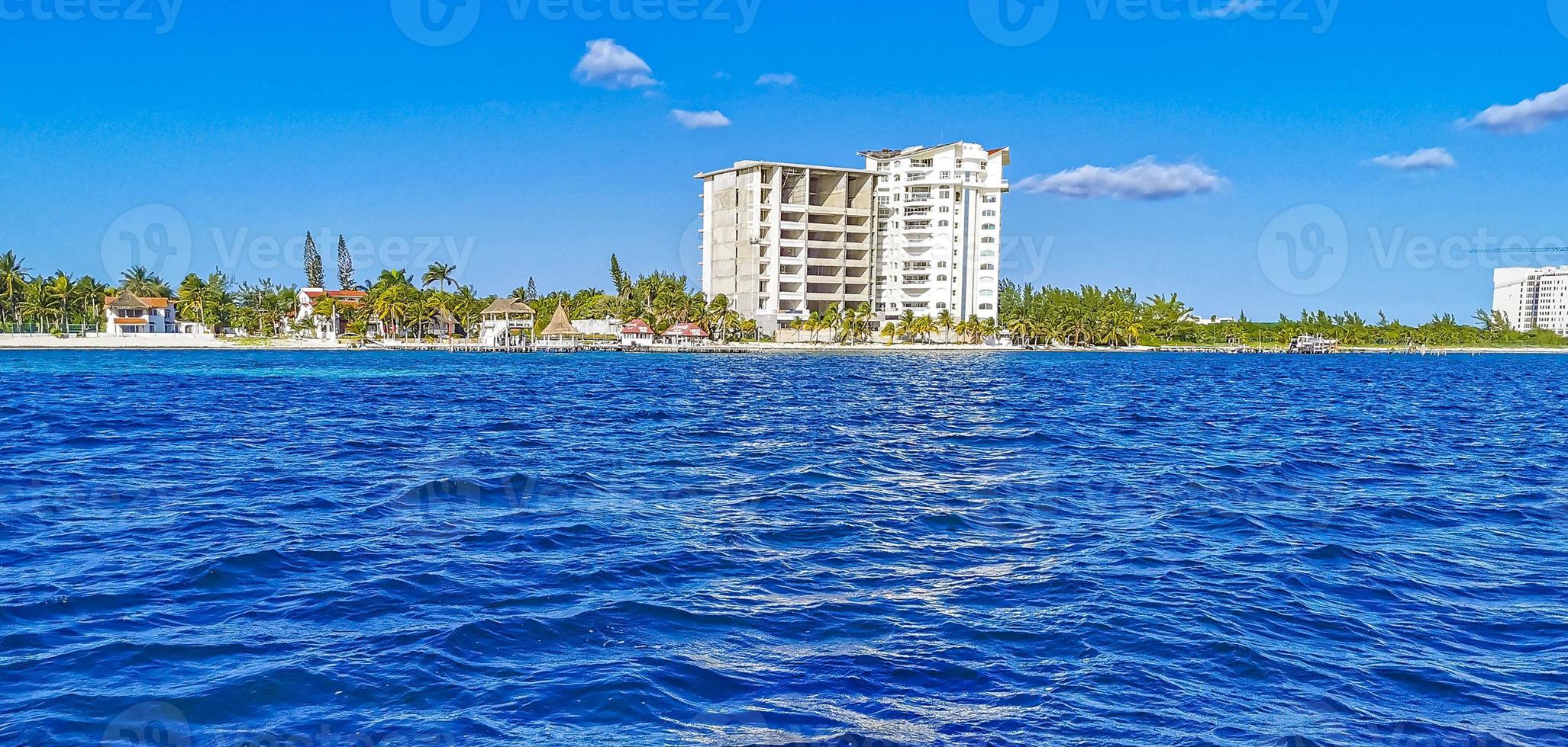 Playa Azul beach palm seascape panorama in Cancun Mexico. photo