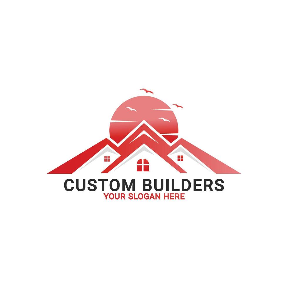 logotipo de construcción personalizado, logotipo de empresa inmobiliaria moderna, plantilla de logotipo de la industria de la construcción vector