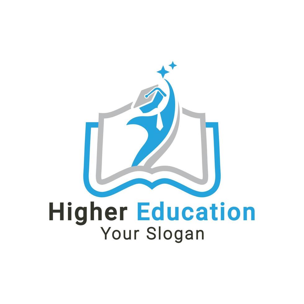 logotipo de aprendizaje superior, logotipo de educación de estrellas, logotipo de educación mundial, plantilla de logotipo de graduación vector