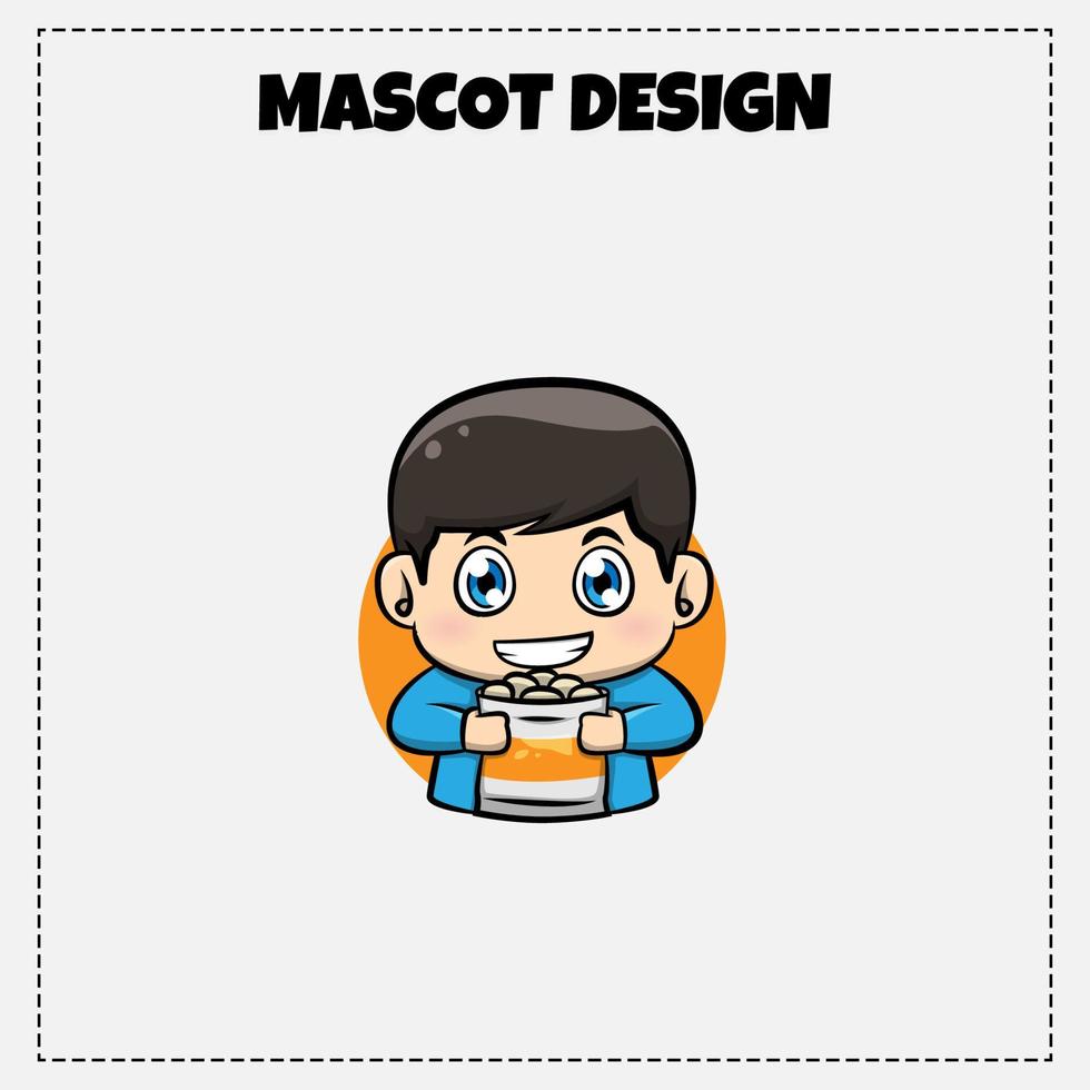 Food Logo Vector Cassava Chips Mascot Illustration Design