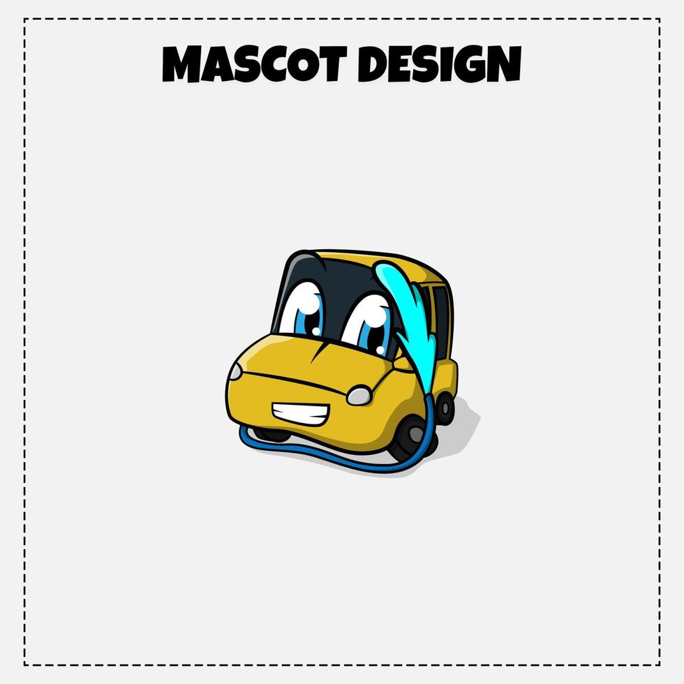 diseño de ilustración de mascota de lavado de autos de vector de logotipo