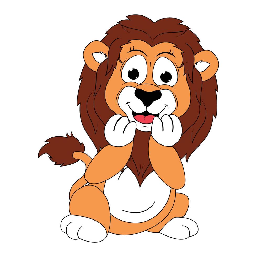 lindo gráfico de dibujos animados de animales de león vector