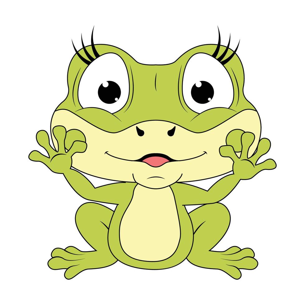 lindo gráfico de dibujos animados de animales de rana vector