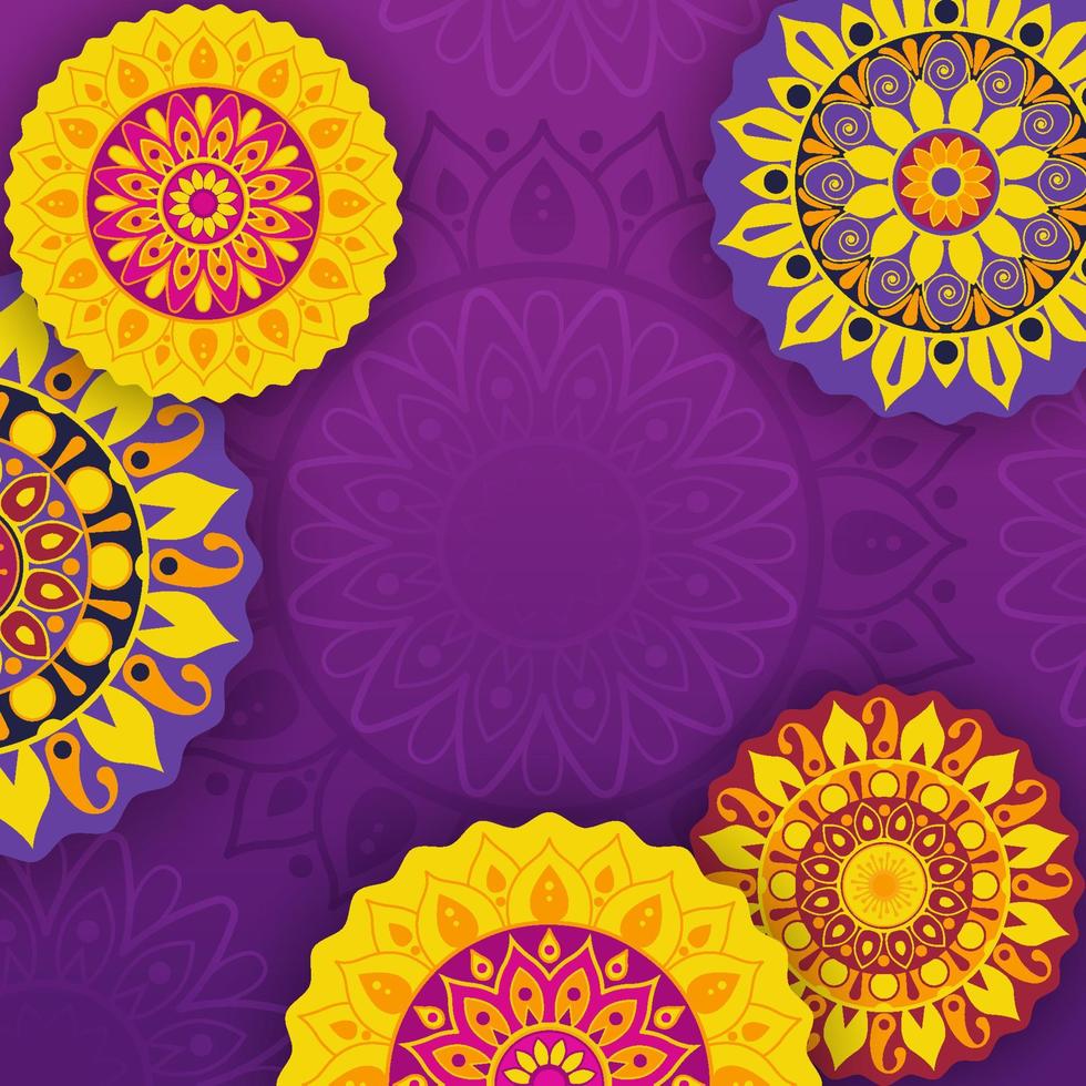 festival de diwali con fondo de rangoli indio vector