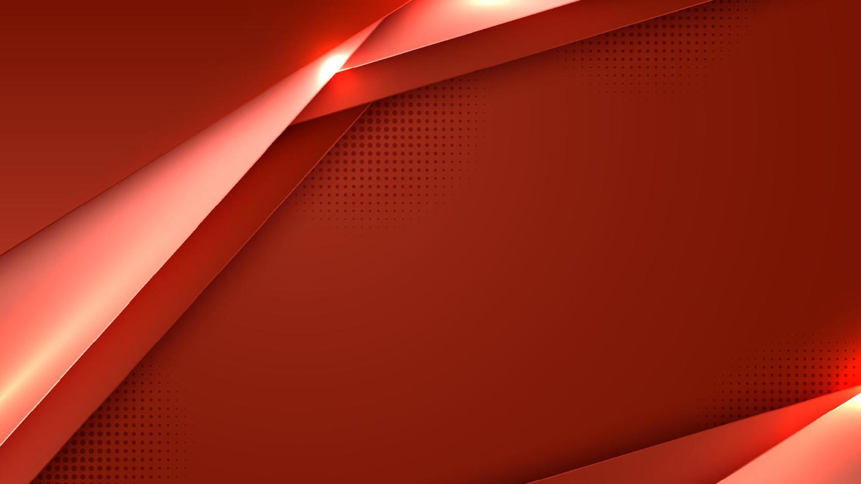 Abstract template red stripes overlapping layered with halftone and lighting effect on red background vector