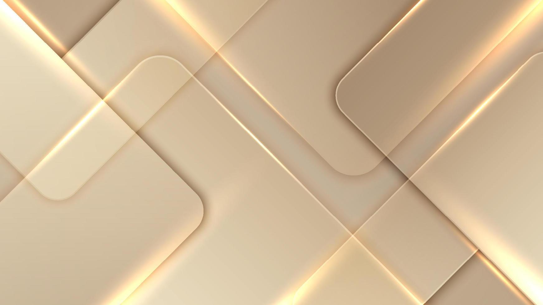 Abstract elegant golden transparent squares pattern overlapping layer with lighting effect background modern luxury style vector