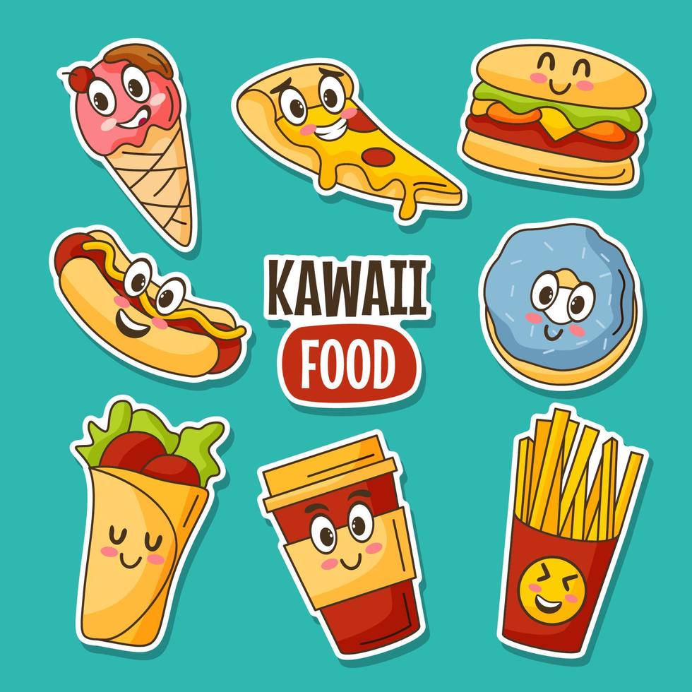 pegatina de comida kawaii vector