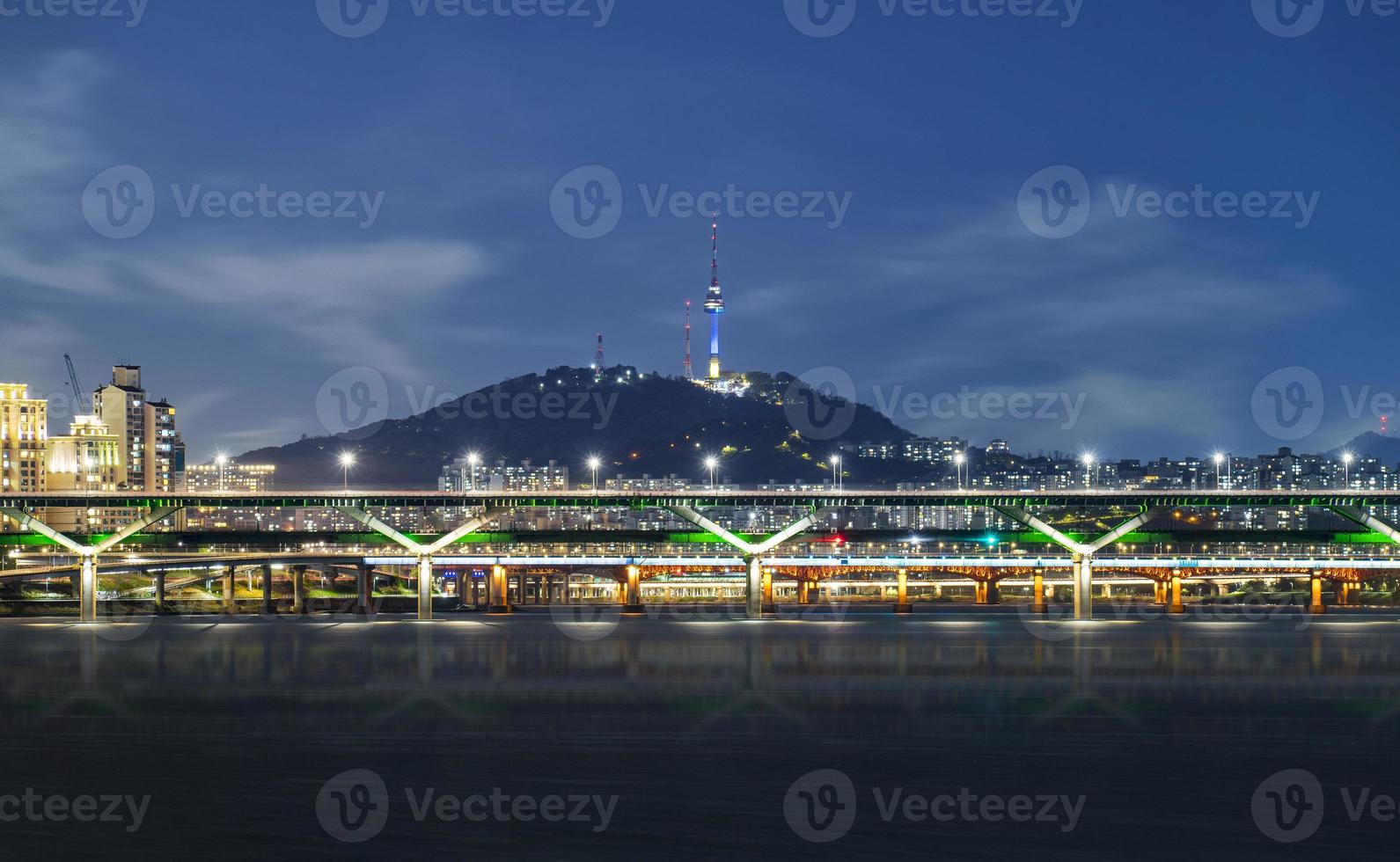 Night view of the Han River in Seoul photo