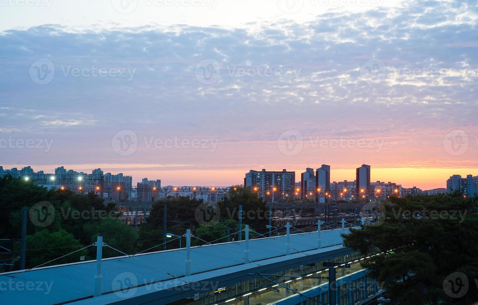 Sunset Scenery of Seodongtan Station in Korea photo