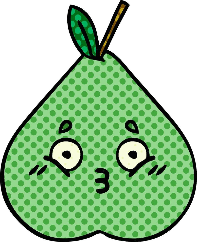 comic book style cartoon green pear vector