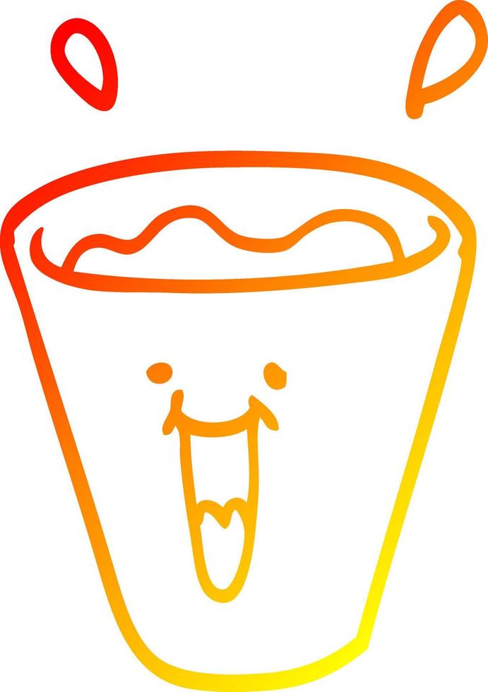warm gradient line drawing cartoon happy drinks vector