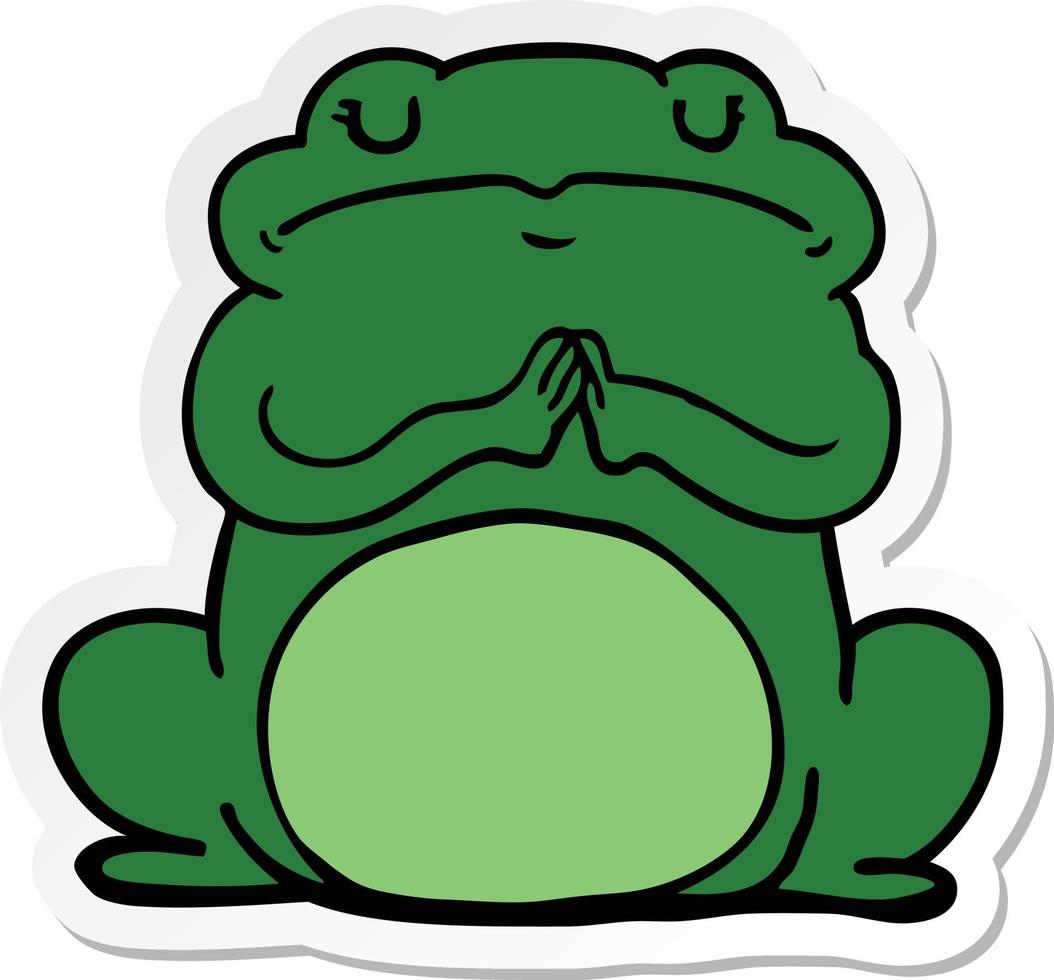 sticker of a cartoon arrogant frog vector