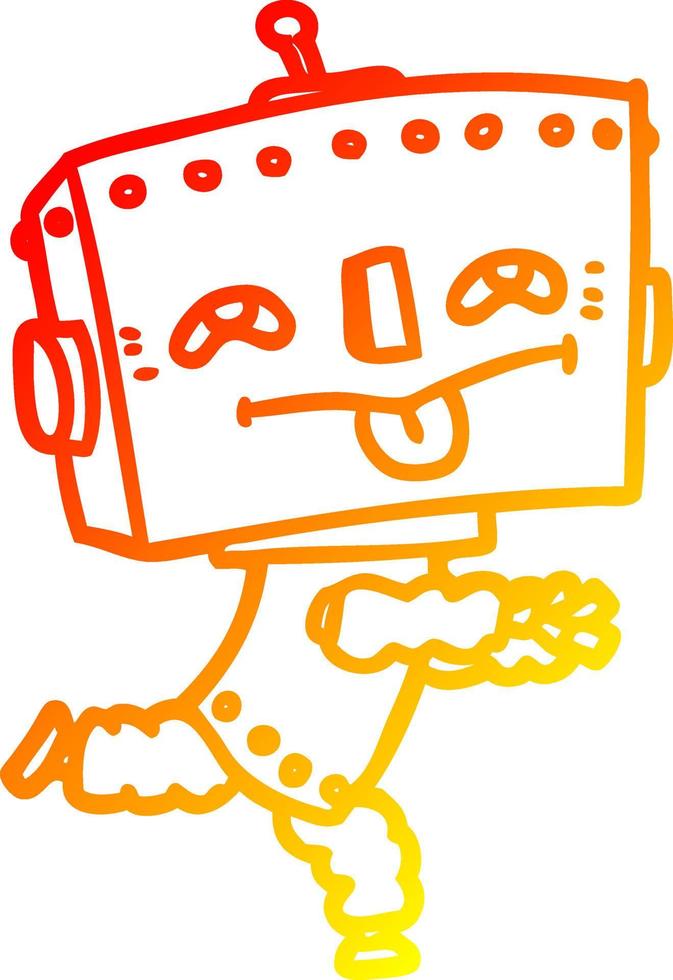 robot de dibujos animados de dibujo lineal de gradiente cálido vector