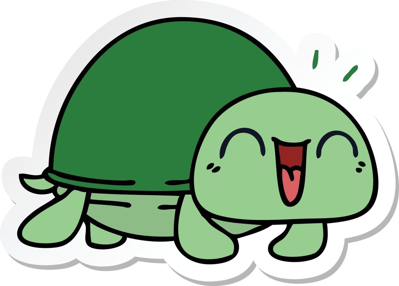 sticker of a quirky hand drawn cartoon turtle vector