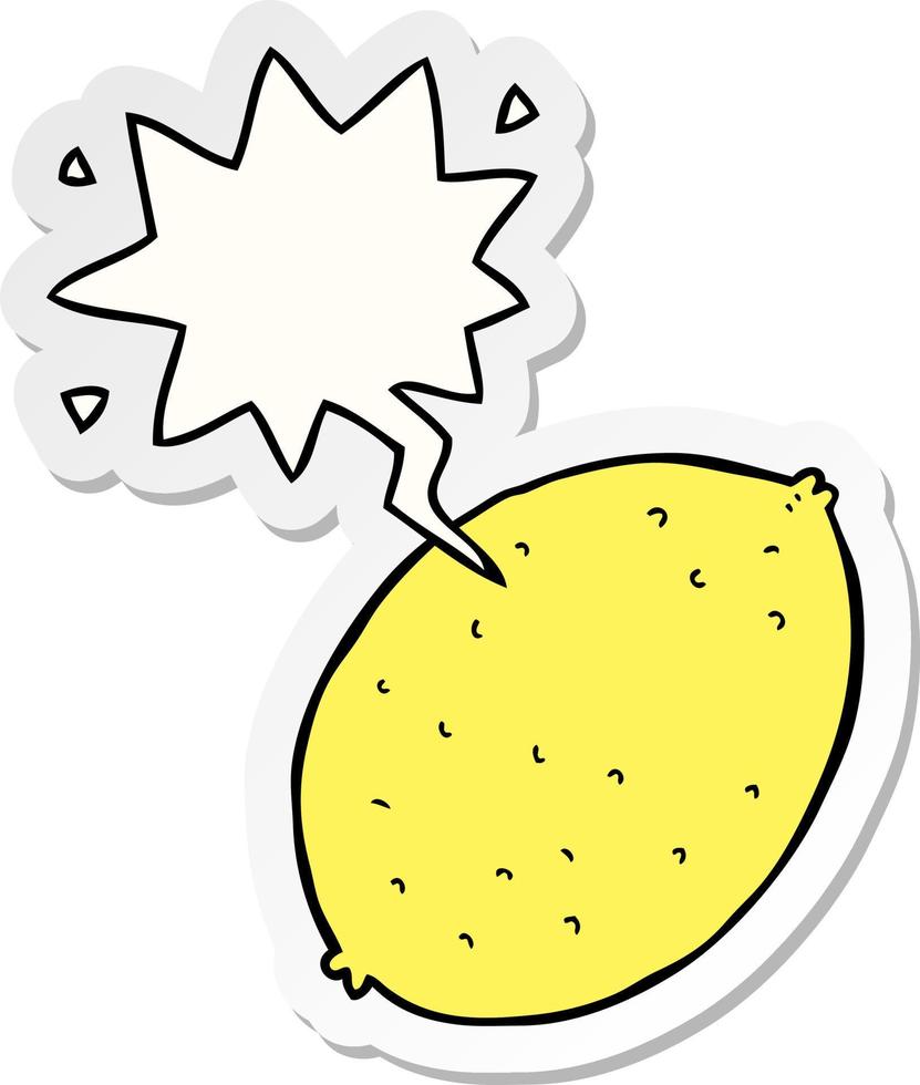 cartoon lemon and speech bubble sticker vector