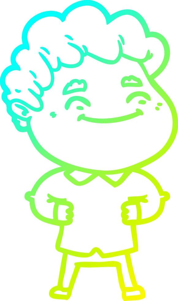 cold gradient line drawing cartoon friendly man vector