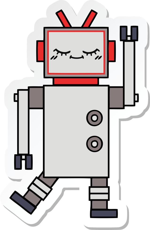 sticker of a cute cartoon robot vector